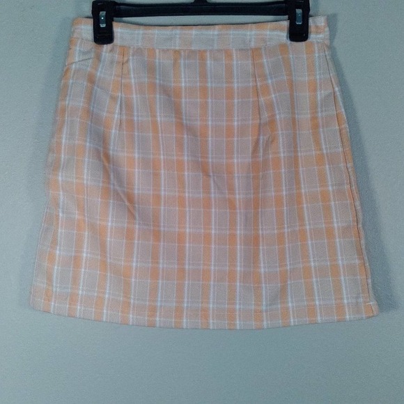 Heartbreak Coral Plaid Check Mini Skirt Size Medium - Picture 3 of 11
